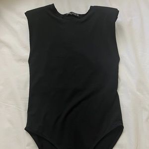 Zara Black bodysuit with shoulder pads